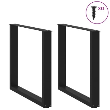 vidaXL Πόδια τραπεζαρίας σε σχήμα U 2 τεμ. Μαύρο 90x(72-73)cm