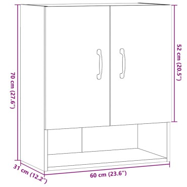 vidaXL Ντουλάπι Τοίχου τεχνίτης Δρυς 60x31x70cm Επεξεργασμένο Ξύλο 1 τεμ.