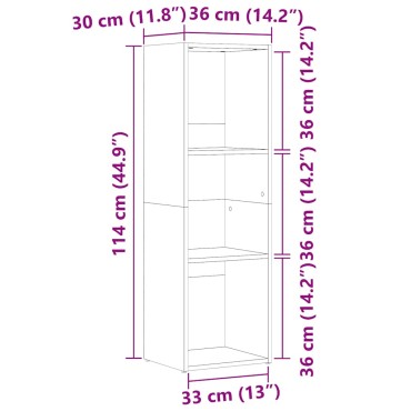 vidaXL Ντουλάπι βιβλίου Παλιό Ξύλο 36x30x114cm Μηχανικό Ξύλο 1 τεμ.