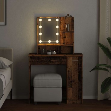 vidaXL Μπουντουάρ με LED Σετ Παλιό Ξύλο 86,5x35x136cm