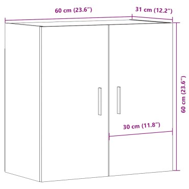 vidaXL Ντουλάπι Τοίχου Όψη Παλαιού Ξύλου 60x31x60cm Επεξεργασμένο Ξύλο 1 τεμ.