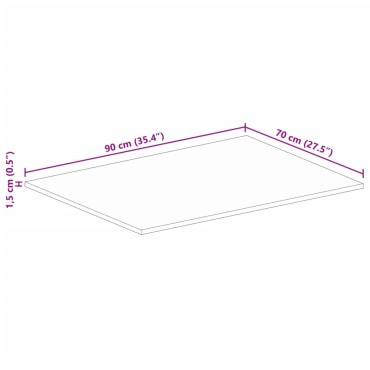 vidaXL Επιφάνεια Τραπεζιού Ορθογώνια 90x70x1,5cm Ανακυκλωμένο Ξύλο 1 τεμ.