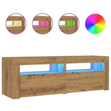 vidaXL Έπιπλο Τηλεόρασης με LED Αρτισιανή Δρυς 120x35x40cm Επεξ.Ξύλο