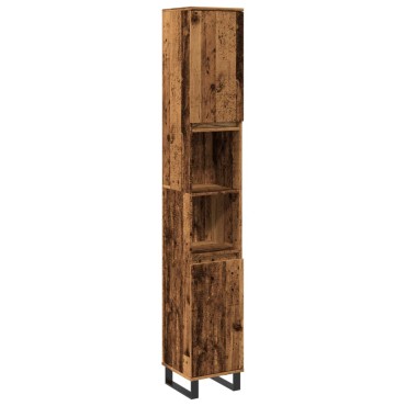 vidaXL Ντουλάπι μπάνιου Παλιό ξύλο 30x30x190cm Κατασκευασμένο ξύλο 1 τεμ.