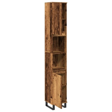 vidaXL Ντουλάπι μπάνιου Παλιό ξύλο 30x30x190cm Κατασκευασμένο ξύλο 1 τεμ.
