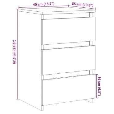 vidaXL Κομοδίνα 2 τεμ. Όψη Παλαιού Ξύλου 40x35x62,5cm από Επεξ. Ξύλο