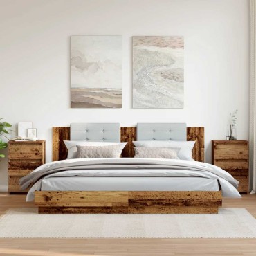 vidaXL Κομοδίνα 2 τεμ. Όψη Παλαιού Ξύλου 40x35x62,5cm από Επεξ. Ξύλο