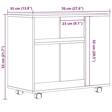 vidaXL Τραπέζι Βοηθητικό Παλιό Ξύλο 70x35x55cm Επεξεργασμένο Ξύλο 1 τεμ.
