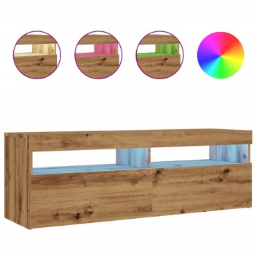 vidaXL Έπιπλο Τηλεόρασης με LED Αρτισιανή Δρυς 120x35x40cm Επεξ.Ξύλο