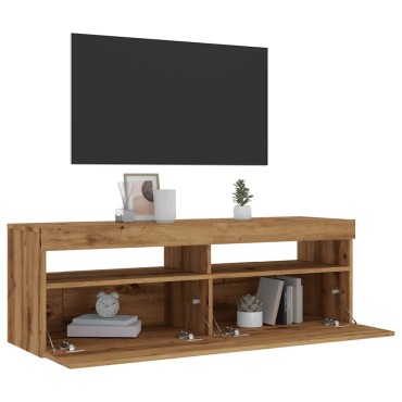 vidaXL Έπιπλο Τηλεόρασης με LED Αρτισιανή Δρυς 120x35x40cm Επεξ.Ξύλο