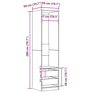 vidaXL Ντουλάπα Όψη Παλαιού Ξύλου 50x50x200cm από Επεξεργασμένο Ξύλο 1 τεμ.