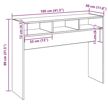 vidaXL Τραπέζι Κονσόλα Αρτισιανή Δρυς 105x30x80cm Επεξεργασμένο Ξύλο 1 τεμ.