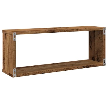 vidaXL Ράφια Κύβοι Τοίχου 2 τεμ. Παλιό Ξύλο 60x15x23cm Μοριοσανίδα