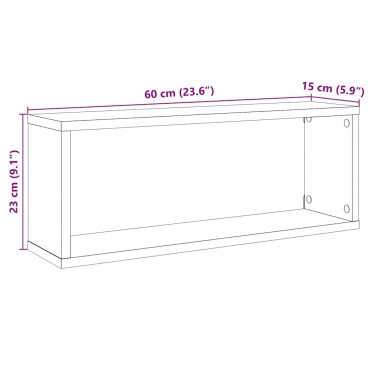 vidaXL Ράφια Κύβοι Τοίχου 2 τεμ. Παλιό Ξύλο 60x15x23cm Μοριοσανίδα