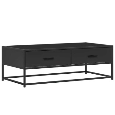 vidaXL Τραπεζάκι Σαλονιού Μαύρο 100x50x35cm από Επεξ. Ξύλο/Μέταλλο 1 τεμ.