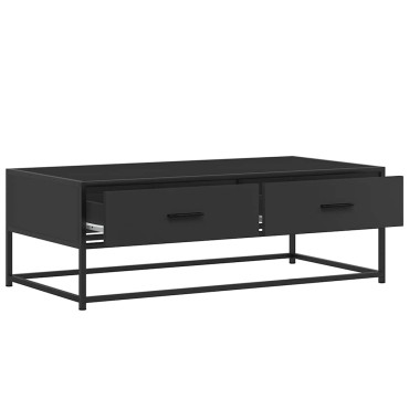 vidaXL Τραπεζάκι Σαλονιού Μαύρο 100x50x35cm από Επεξ. Ξύλο/Μέταλλο 1 τεμ.