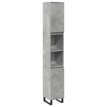 vidaXL Ντουλάπι Μπάνιου Γκρι Σκυροδέματος 30x30x190cm Επεξ. Ξύλο 1 τεμ.