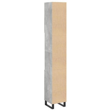 vidaXL Ντουλάπι Μπάνιου Γκρι Σκυροδέματος 30x30x190cm Επεξ. Ξύλο 1 τεμ.