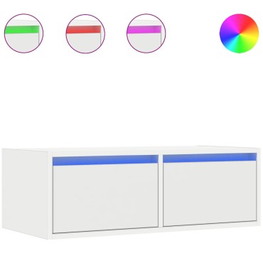 vidaXL Έπιπλο Τηλεόρασης με LED Λευκό 75x35,5x25cm