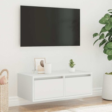 vidaXL Έπιπλο Τηλεόρασης με LED Λευκό 75x35,5x25cm