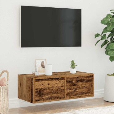vidaXL Έπιπλο Τηλεόρασης με LED Όψη Παλαιού Ξύλου 75x35,5x25cm