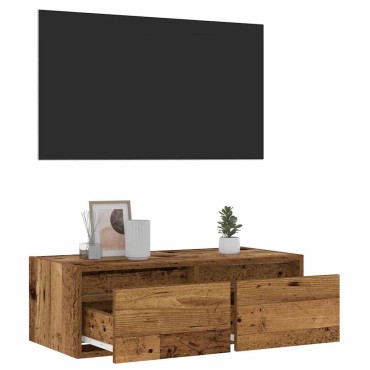 vidaXL Έπιπλο Τηλεόρασης με LED Όψη Παλαιού Ξύλου 75x35,5x25cm