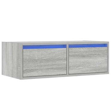 vidaXL Έπιπλο Τηλεόρασης με LED Γκρι Sonoma 75x35,5x25cm