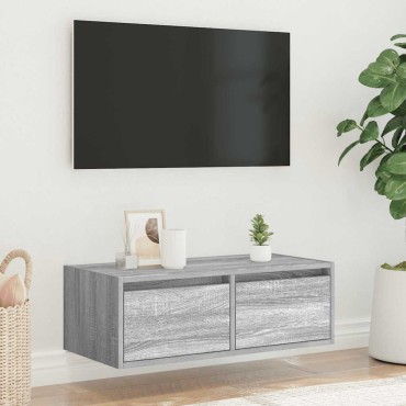 vidaXL Έπιπλο Τηλεόρασης με LED Γκρι Sonoma 75x35,5x25cm