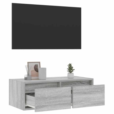 vidaXL Έπιπλο Τηλεόρασης με LED Γκρι Sonoma 75x35,5x25cm