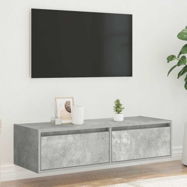 vidaXL Έπιπλο Τηλεόρασης με LED Γκρι Σκυροδέματος 100X35,5x25cm