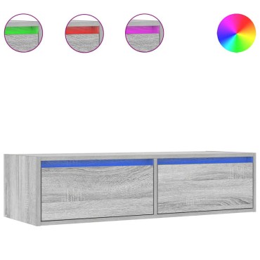 vidaXL Έπιπλο Τηλεόρασης με LED Γκρι Sonoma 100X35,5x25cm