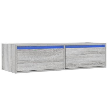 vidaXL Έπιπλο Τηλεόρασης με LED Γκρι Sonoma 100X35,5x25cm