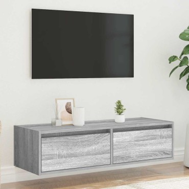 vidaXL Έπιπλο Τηλεόρασης με LED Γκρι Sonoma 100X35,5x25cm