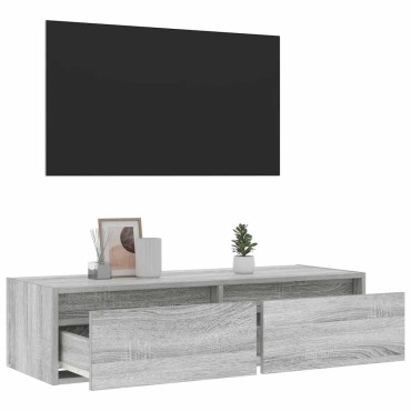 vidaXL Έπιπλο Τηλεόρασης με LED Γκρι Sonoma 100X35,5x25cm