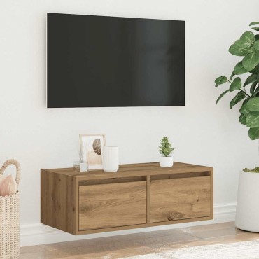vidaXL Έπιπλο Τηλεόρασης με LED Τεχνίτης βελανιδιά 75x35,5x25cm