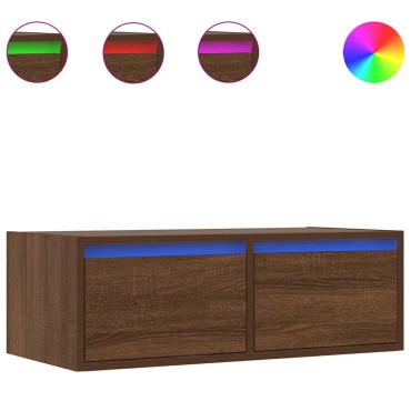 vidaXL Έπιπλο Τηλεόρασης με LED Καφέ Δρυς 75x35,5x25cm