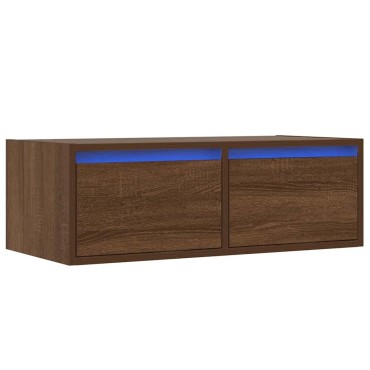 vidaXL Έπιπλο Τηλεόρασης με LED Καφέ Δρυς 75x35,5x25cm