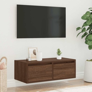 vidaXL Έπιπλο Τηλεόρασης με LED Καφέ Δρυς 75x35,5x25cm