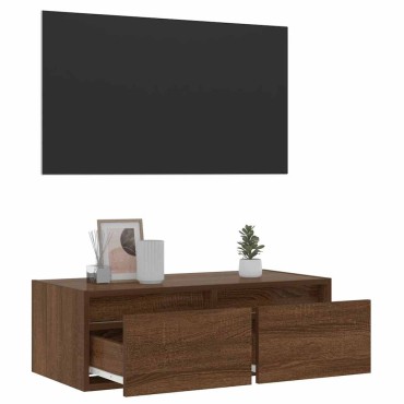 vidaXL Έπιπλο Τηλεόρασης με LED Καφέ Δρυς 75x35,5x25cm