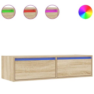 vidaXL Έπιπλο Τηλεόρασης με LED Sonoma Δρυς 100X35,5x25cm