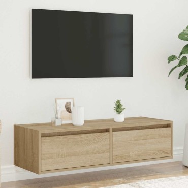 vidaXL Έπιπλο Τηλεόρασης με LED Sonoma Δρυς 100X35,5x25cm
