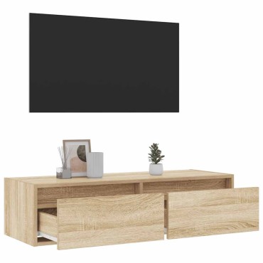 vidaXL Έπιπλο Τηλεόρασης με LED Sonoma Δρυς 100X35,5x25cm
