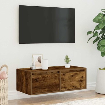 vidaXL Έπιπλο Τηλεόρασης με LED Καπνιστή Δρυς 75x35,5x25cm