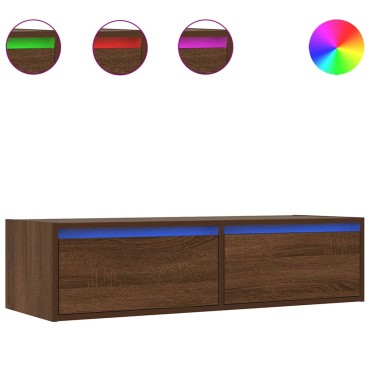 vidaXL Έπιπλο Τηλεόρασης με LED Καφέ Δρυς 100X35,5x25cm