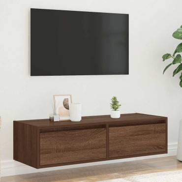vidaXL Έπιπλο Τηλεόρασης με LED Καφέ Δρυς 100X35,5x25cm