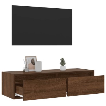 vidaXL Έπιπλο Τηλεόρασης με LED Καφέ Δρυς 100X35,5x25cm