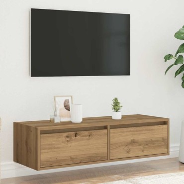 vidaXL Έπιπλο Τηλεόρασης με LED Τεχνίτης βελανιδιά 100X35,5x25cm