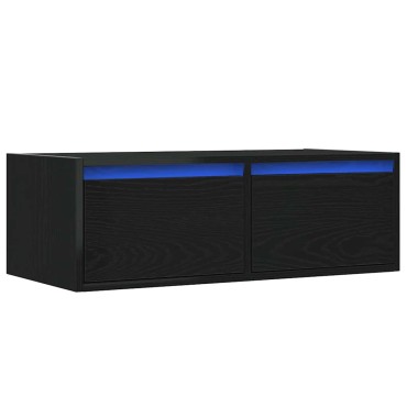 vidaXL Έπιπλο Τηλεόρασης με LED Μαύρη βελανιδιά 75x35,5x25cm