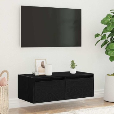 vidaXL Έπιπλο Τηλεόρασης με LED Μαύρη βελανιδιά 75x35,5x25cm
