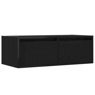 vidaXL Έπιπλο Τηλεόρασης με LED Μαύρη βελανιδιά 75x35,5x25cm